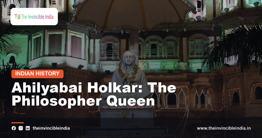 Statue and riverside fort at Maheshwar associated with Queen Ahilyabai Holkar
