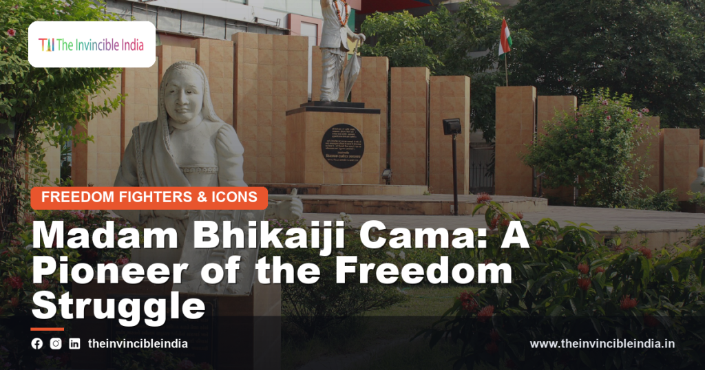 A statue of Madam Bhikaiji Cama, pioneer of the freedom struggle