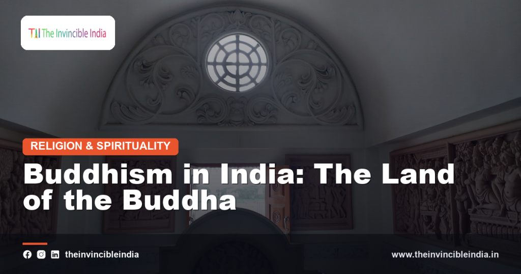 A serene statue of the Buddha, born of Buddhism in India