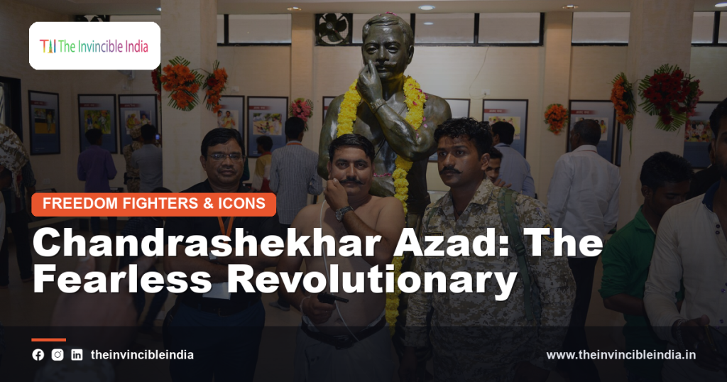 A portrait of Chandrashekhar Azad, the fearless revolutionary