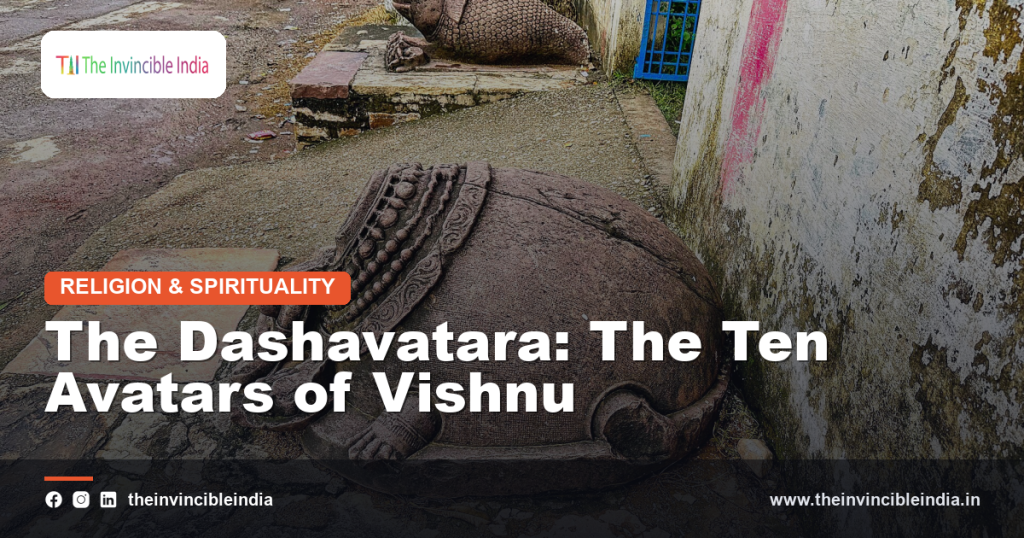 A traditional painting of the Dashavatara, the ten avatars of Vishnu