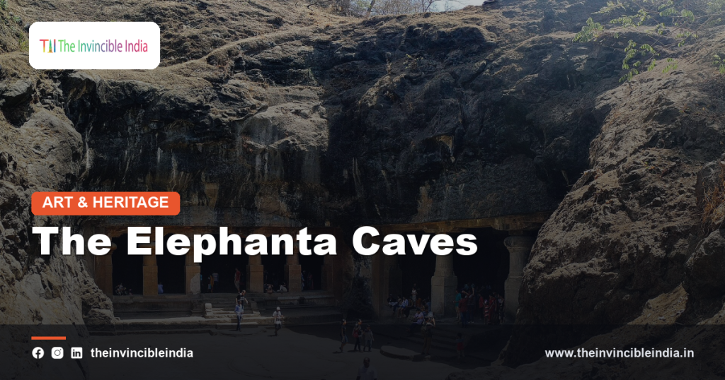 The rock-cut Trimurti sculpture inside the Elephanta Caves