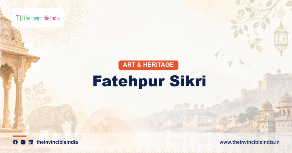 Red sandstone courtyard and buildings of Fatehpur Sikri