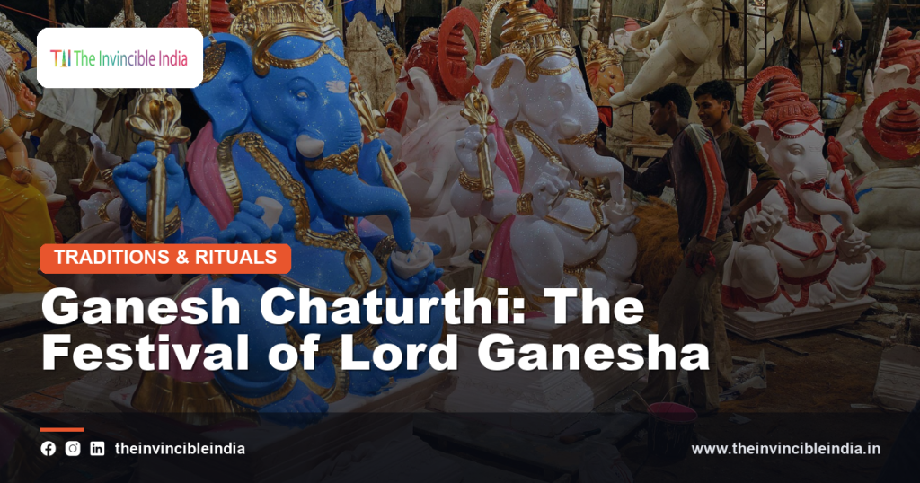 A beautifully decorated Ganesha idol during Ganesh Chaturthi