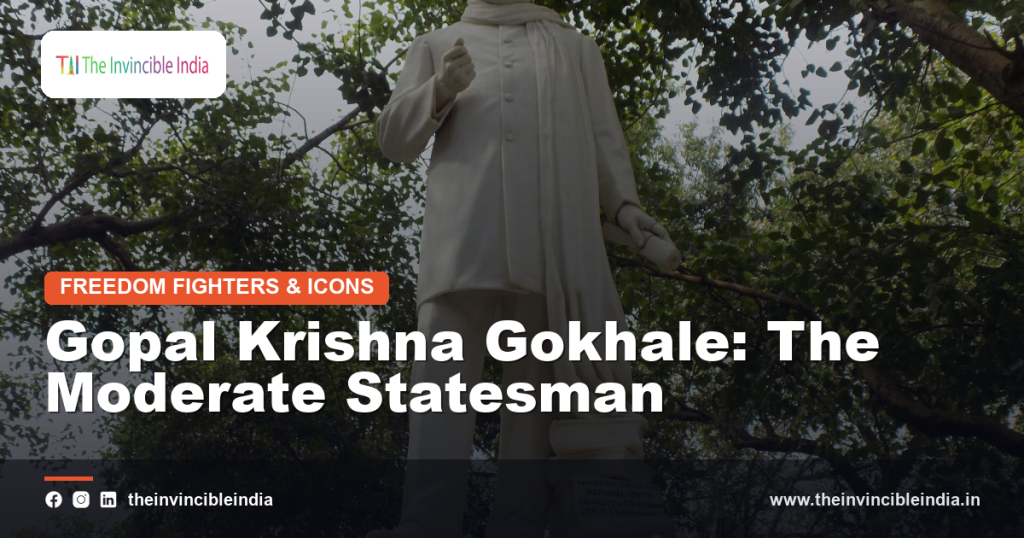 A portrait of Gopal Krishna Gokhale, the moderate statesman