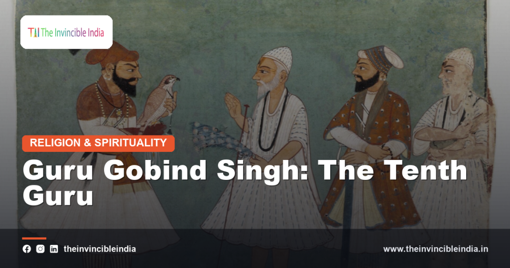 A traditional painting depicting Guru Gobind Singh, the tenth Guru of Sikhism