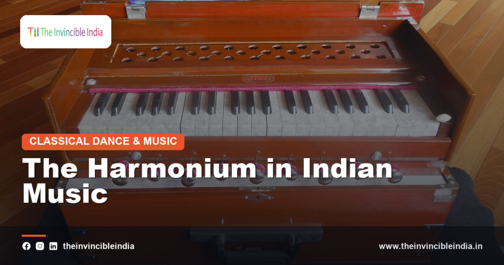 A hand-pumped harmonium, widely used to accompany Indian classical and devotional music