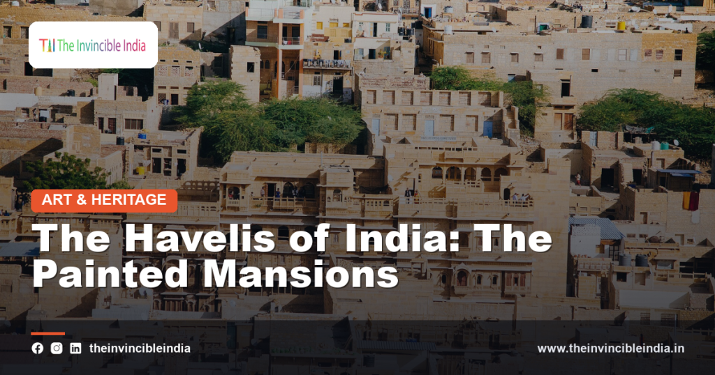 A richly painted haveli mansion facade in Rajasthan