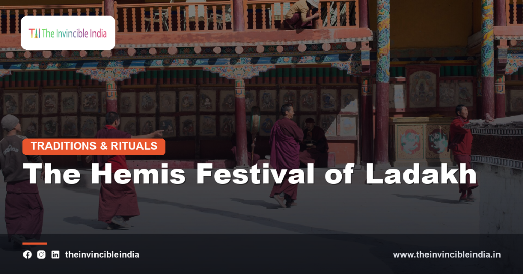 Monks performing the masked chaam dance during the Hemis Festival at Hemis Monastery in Ladakh