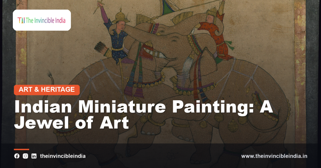An intricate Indian miniature painting in the traditional style