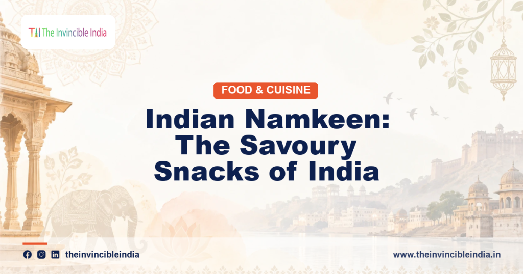 A bowl of crisp Indian namkeen savoury snacks