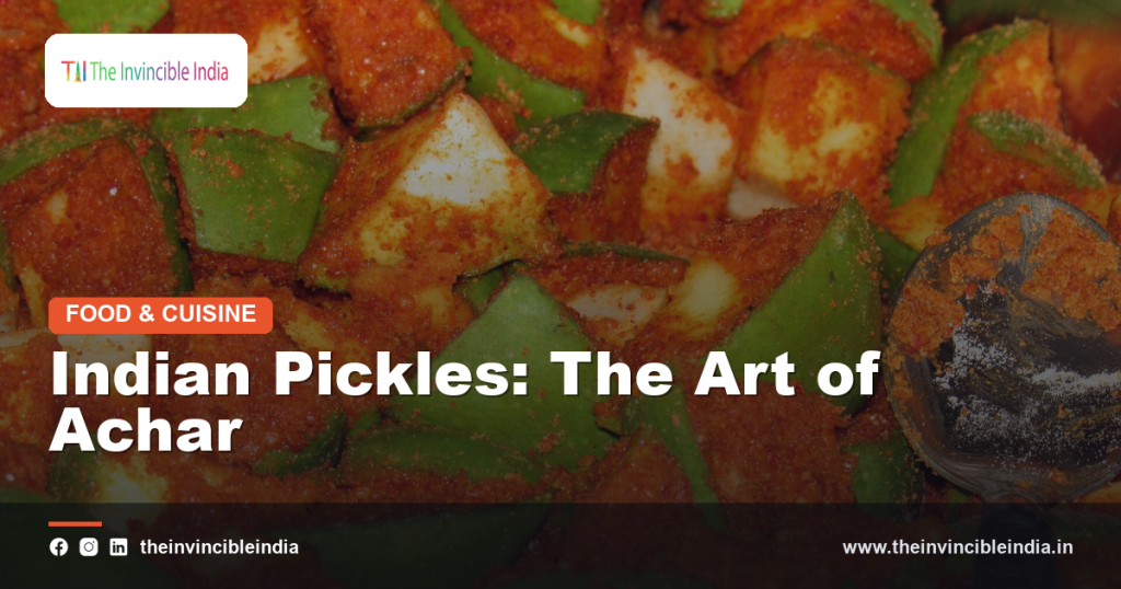 A colourful spread of assorted Indian pickles in jars