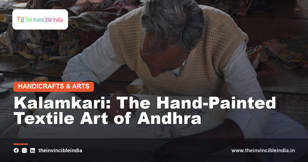 A Kalamkari hand-painted textile from Andhra Pradesh with natural dyes