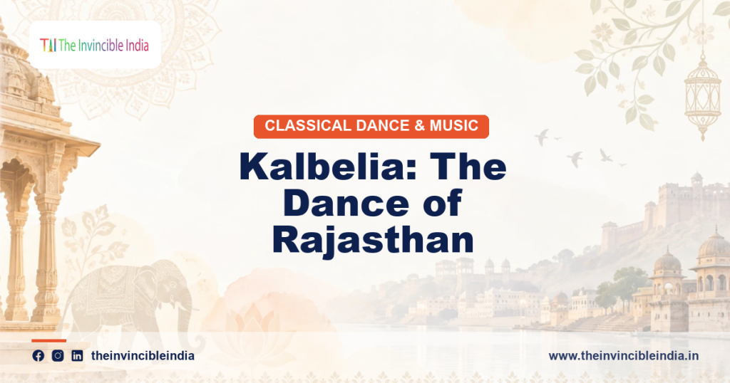A Kalbelia dancer in flowing black attire performing the swirling folk dance of Rajasthan