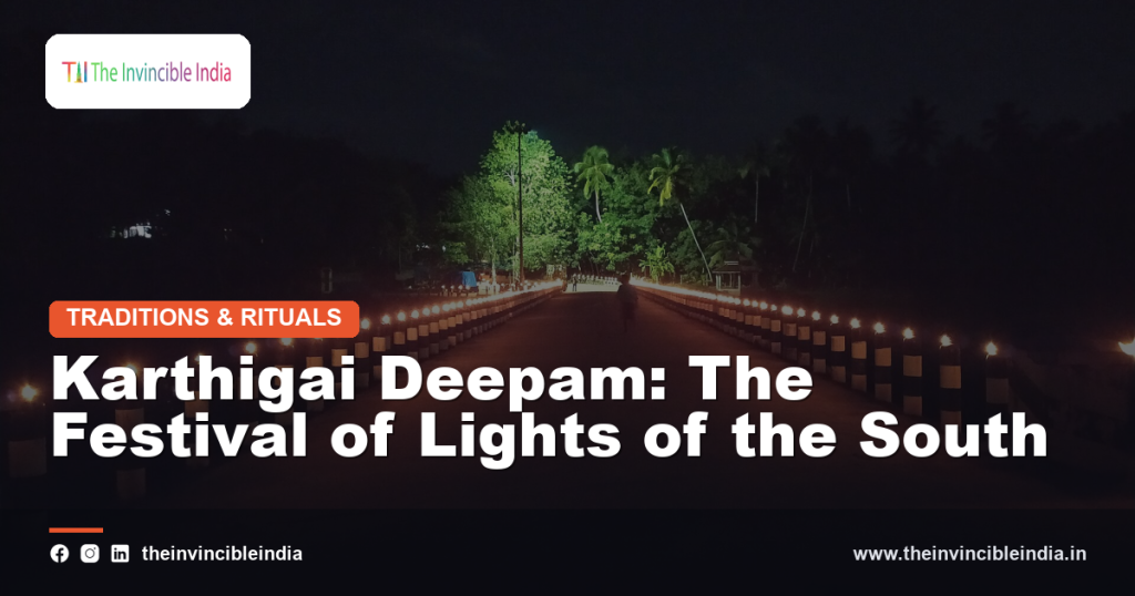 Rows of lit lamps during Karthigai Deepam celebrations in Tamil Nadu
