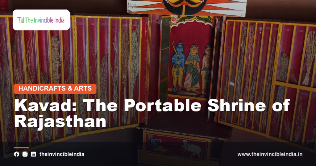 Painted wooden Kavad shrine with hinged storytelling panels