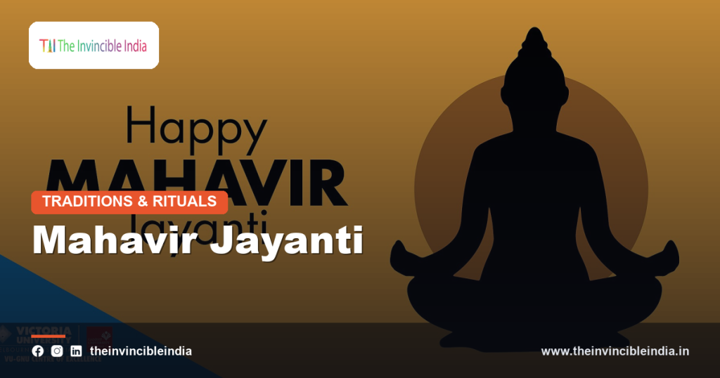 Jain devotees offering prayers before an idol of Lord Mahavira during Mahavir Jayanti