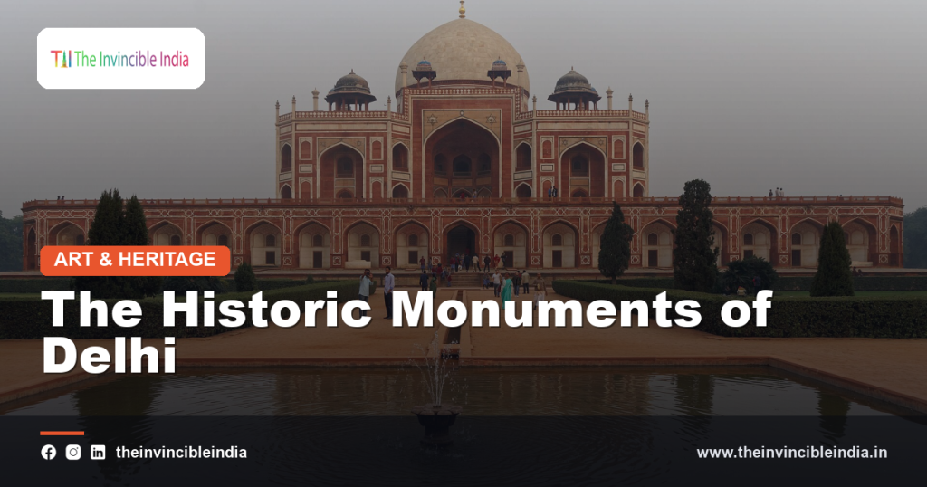 A historic Delhi monument with domes and red sandstone architecture