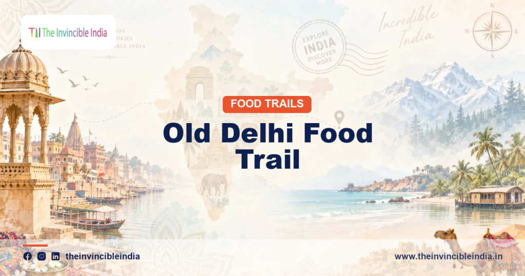Old Delhi food trail through the street-food lanes of Chandni Chowk and Jama Masjid, with kebabs, jalebi and kulfi