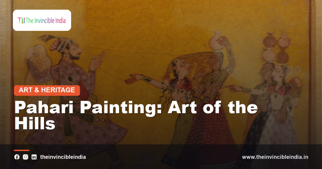 A delicate Pahari miniature painting from the hill kingdoms of northern India