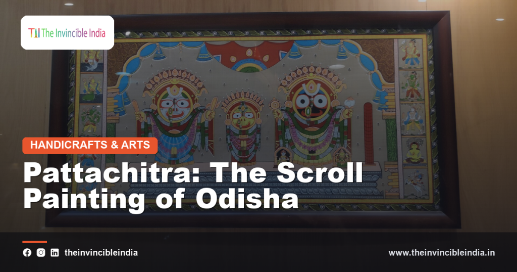 A detailed Pattachitra scroll painting from Odisha depicting a deity