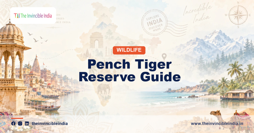 Teak forest and safari track at Pench Tiger Reserve in Madhya Pradesh, India