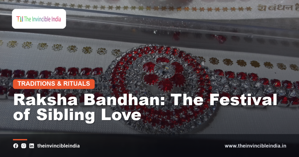 A sister tying a rakhi on her brother's wrist during Raksha Bandhan