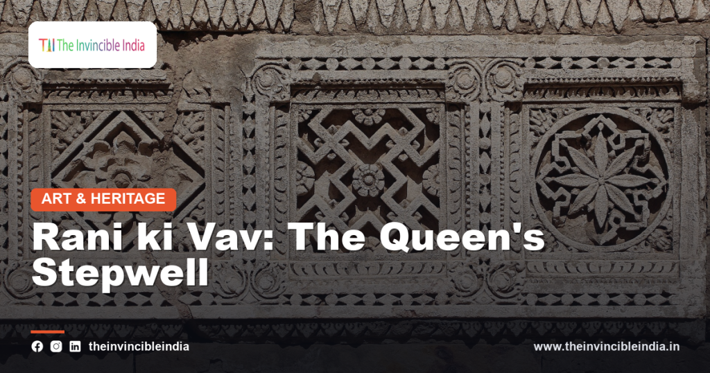Intricately carved stone galleries of Rani ki Vav, the Queen's Stepwell at Patan