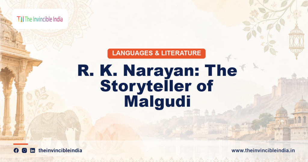 A depiction associated with R. K. Narayan, celebrated creator of the fictional town of Malgudi