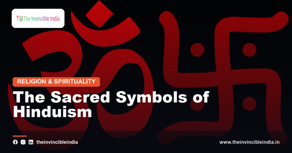 Traditional Hindu sacred symbols including Om and decorative motifs