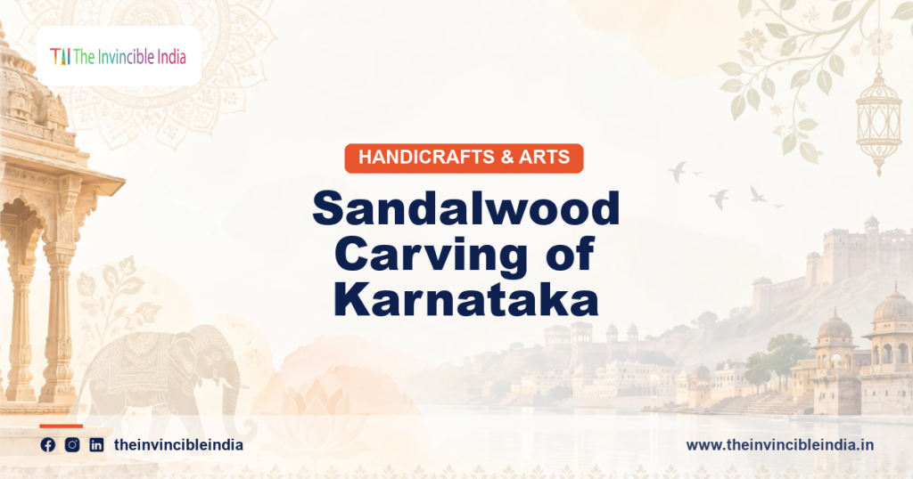 Intricately carved sandalwood sculpture from Mysore, Karnataka