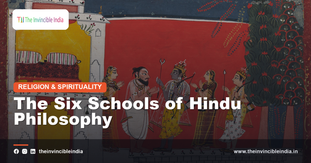 Ancient Sanskrit manuscript representing the six schools of Hindu philosophy
