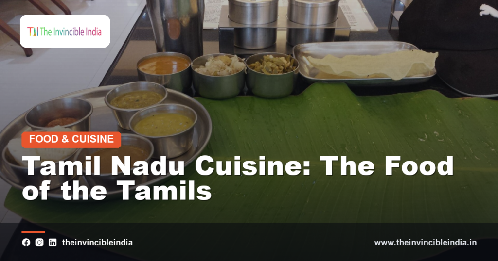 A traditional Tamil Nadu meal served on a banana leaf