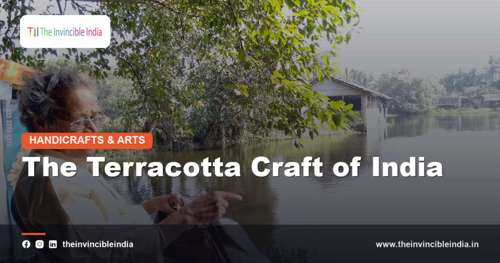 Traditional Indian terracotta craft with fired clay figures and pottery