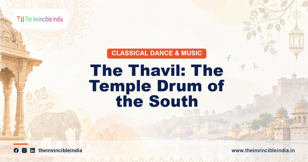 A thavil, the barrel-shaped drum of Tamil Nadu played alongside the nadaswaram