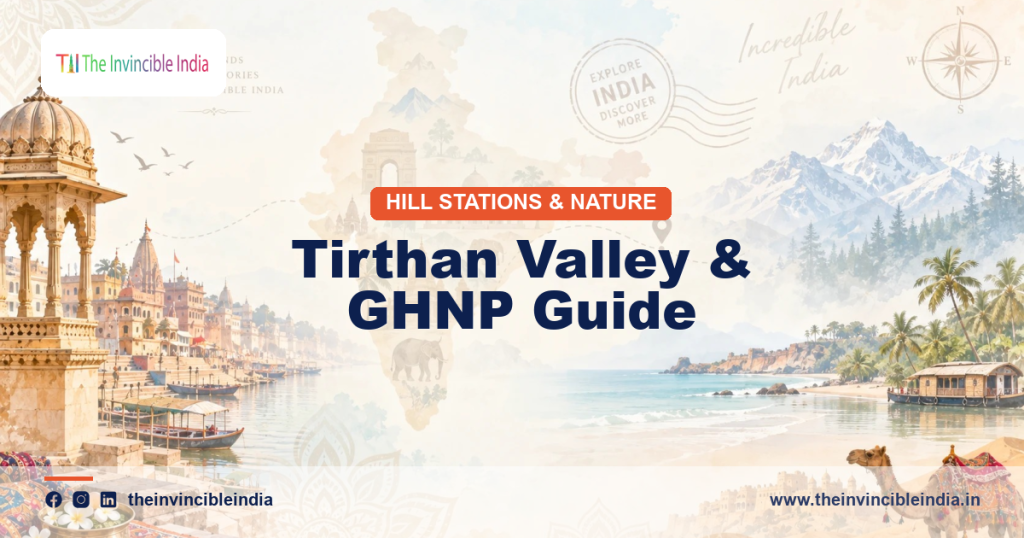 Riverside view of Tirthan Valley, gateway to the Great Himalayan National Park in Kullu, Himachal Pradesh